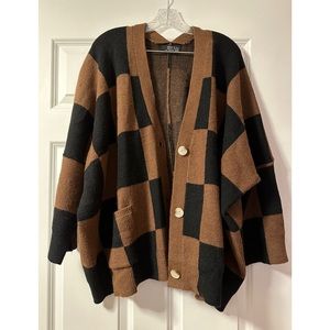Dressed in LALA | Love You Oversized Checked Cardigan in Mocha